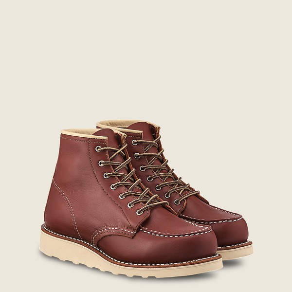 Red Wing Heritage Boots 6-inch Classic Moc - Short Atanado Leather - Burgundy - Womens FIR928750